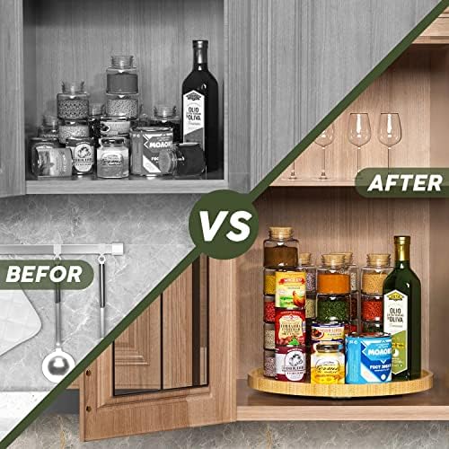 Lazy Susan Organizer, 13.2 Inch Non-Skid Bamboo Turntable - Image 4