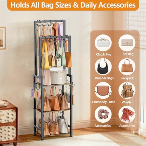 Tall Purse Organizer with Double Rods: Visible Backpack Handbag Storage - Image 2