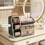 Large Capacity Makeup Organizer Countertop with Makeup Brush Holder for Vanity, Thickened Material, Bathroom Countertop Organizer Skin Care Perfumes Storage, Teen Girl Gifts for 12-23 Year（black） - Image 4