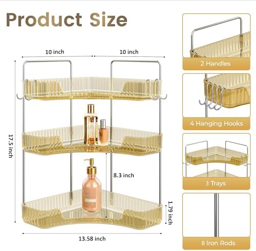 3 Tiers Bathroom Corner Organizer,Bathroom & Kitchen Storage Tray - Image 2
