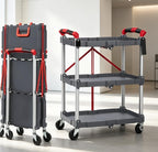 Takywep 3-Tier Foldable Utility Cart, Heavy Duty Collapsible Service Cart with 360° Swivel Wheels, Rolling Storage Trolley for Kitchen Garage Office - Grey by HOME
