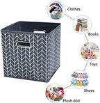 11 Inch Cube Storage Bins , Fabric Cube Organizer Bins with Handle, Foldable Cube Bins for Cloth or Accessary Storage, 11x11x11 Set of 3 (Gray Wave) - Image 5
