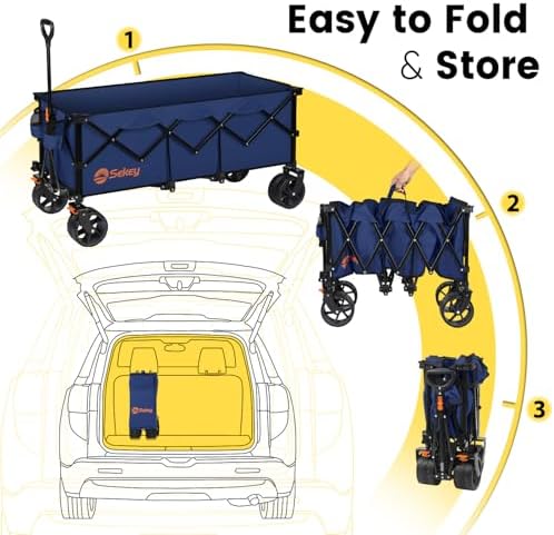 Sekey 300L Extended Collapsible Wagon, 660 lb Capacity, 48 in Long - Image 6