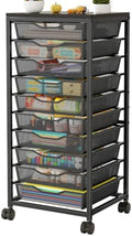 10-Drawer Rolling Storage Cart, Craft Organizers and Storage, Black by Aokitsink