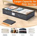 90L Under Bed Storage Containers, Storage Bags, Organizers, 8-Pack, Gray | Foldable, Soft Fabric, Closet Organizers, Reinforced Handle, Label Holder, Clear Window, for Comforters, Clothing, Blankets - Image 2