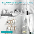 Clear Acrylic Shower Caddy Organizer Shelves, Adhesive Wall Storage 5-Pack - Image 2