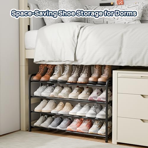 ENJOYBASICS 4 Tier Expandable Shoe Rack, Metal Small Shoes Shelf, Black - Image 3