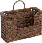 PINXIURY Magazine Holder Wall Basket Water Hyacinth Woven Mail Organizer, Wicker Wall Hanging Baskets for Magazines, Letters & Storage Decorative Mail Holder, Magazine Rack, Hanging Basket, Coffee by PINXIURY
