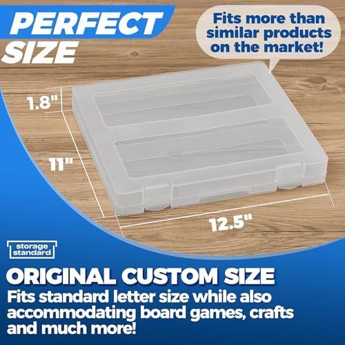 4-Pack Art & Craft Organizer Storage Case - Semi Transparent Stackable Plastic Craft Storage Container, Project Organizer Box Paper Custom Size Fit 8.5 x 11 Paper & More 12.4 x 10.8 x 1.7 In - Image 4
