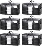 TAILI 6 Pack Black Extra Large Moving Bags,Storage Bag with Visible Window by TAILI