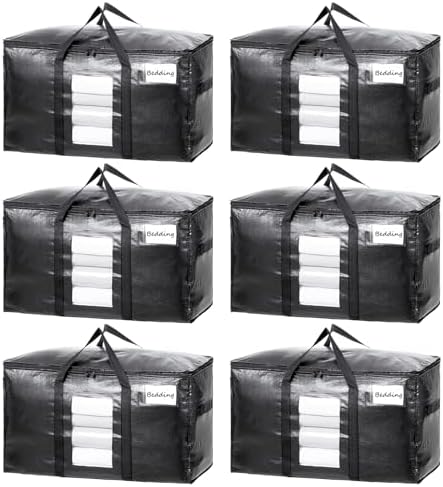 TAILI 6 Pack Black Extra Large Moving Bags,Storage Bag with Visible Window by TAILI