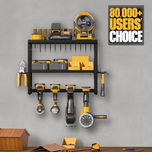 Metal Power Tool Organizer Wall Mount with Charging Station Shelf - Image 2