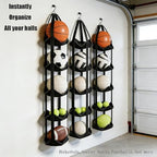 BOXIN 5-Tier Hanging Ball Storage Organizer with Hook for All Sports Balls, Sports Equipment Organizer Holder Toy Organizers, Vertical Hanging Storage,Space-Saving,Home Gym Decor,Yoga Mat Holder - Image 2