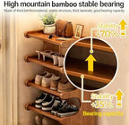 39" Bamboo Shoe Rack - Vertical Shoe Organizer Rack for Small Space, Narrow Shoe Tower for Closet, Entryway, Corner, Tall Shoe Shelf with Removable Shelves, Flexible Storage Shelf for Saving Space - Image 4