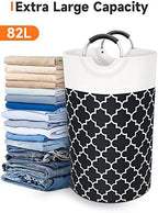 Large Laundry Basket, 82L Tall Collapsible Hamper with Handles, Black - Image 5