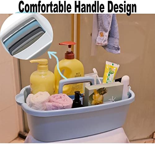 Cleaning Supplies Caddy, Large Plastic Shower Caddy Basket with Handle, Portable Cleaning Tool Storage Tote for Dorm, Bath, Pantry (grey, White, blue) (White) - Image 4