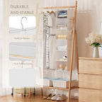 Hanging Closet Organizer and Storage with Bamboo Support, 6-Shelf Closet Hanging Storage Shelves, Closet Organizers Easy Mount Foldable for Bedroom - Image 4