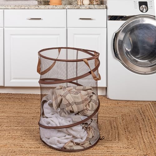 Household Essentials Pop-Up Mesh Laundry Hamper, Brown - Image 2