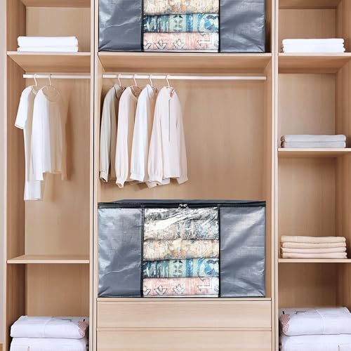 Cosy Family 12 Pack 90L Heavy Duty Extra Large Moving Bags with Reinforced Handle - Strong Handles & Zippers, Storage Totes For Space Saving, Fold Flat, Alternative to Moving Box, Grey - Image 5