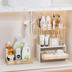 Delamu 5-Tier Makeup Organizer, Bathroom Counter Storage, 3 Drawers, Amber - Image 6