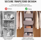 Libeder 4 Shelf Hanging Closet Organizer and Storage, Heather Grey | Anti-Sagging Closet Hanging Shelf with Mesh Side Pockets, Space-saving Fabric Hanging Storage Bins for Cloths with Hooks - Image 6