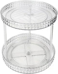 2 Tier Clear Lazy Susan Organizer for Fridge and Cabinet, 360° Rotating Makeup Organizer, Cosmetic Display Cases, Under Sink Turntable Organizer for Kitchen Bathroom Dorm by ANNIYA