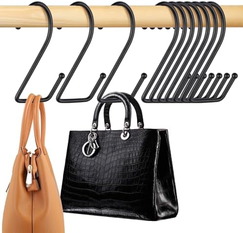 15 Pack Purse Hanger for Closet, Super Sturdy Purse Hooks, Hanging Backpack Bag Holder, Closet Organizers and Storage, Black by OMHOMETY