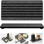Razborci 2PCS Diatomite Quick Stone Drying Tray Mat For Bathroom & Kitchen Counter, Instant Dry Water Absorbent Drink Bar Coaster,Vanity Sink Caddy Organizer,Dish Soap Sponge Holders, Charcoal,8"x3.8" by Razborci