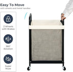 STO STO Laundry Hamper, 90L Rolling Laundry Sorter Cart with Removable and Washable Liner Bag, Clothes Hamper with Wheels and Metal Handle for Laundry Room and Bedroom - Image 6