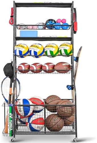 Mythinglogic Rolling Sports Equipment Organizer for Garage Gear and Toys by Mythinglogic