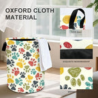 Paw Print Laundry Basket Storage Bin Foldable Laundry Hamper Clothes Storage Bucket Organizer 19.6x15.7 Inch For Laundry Room/Bedroom/Bathroom - Image 4