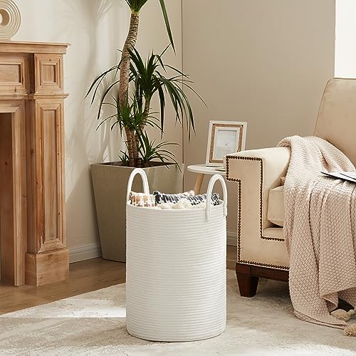 YOUDENOVA Cotton Laundry Hamper, 58L Tall Storage Basket-White - Image 7