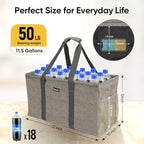 BALEINE Extra Large Utility Tote Bag with Reinforced Wire Frame, Reusable Grocery Bag for Shopping, Picnic (Beige, 22''x12''x10'') - Image 6