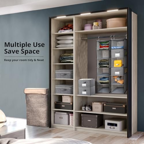 BrilliantJo 2 Pack 6 Shelves Hanging Closet Organizer with 2 Drawer, Hanging Storage with 4 Side Pockets for Clothes Shoes, 43.5"x12"x12"(Gray) - Image 4