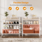 4 Tier Shoe Rack, Shoe Rack for Entryway with Hook, Shoe Organizer with Adjustable Mesh Shelves, Metal Shoe Storage, Closet, Bedroom Living Room Garage - Image 3