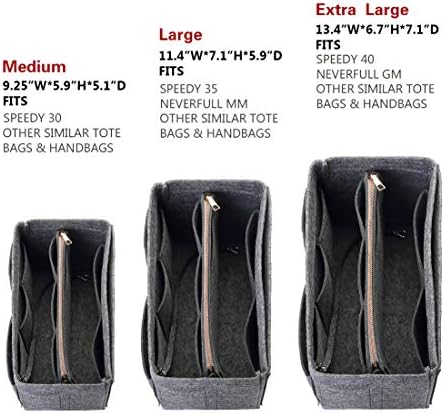 ZTUJO Purse Organizer Insert, Felt Bag Organizer with Metal Zipper, Handbag & Tote Shaper, For Speedy Neverfull Tote, 7 Sizes - Image 2