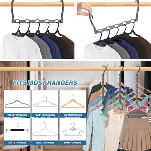 24 Pack Hangers Space Saving Magic Plastic Hanger Organizer Grey - Image 4