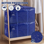 8 Pack Extra Heavy Duty Large Moving Bags with Strong Zipper & Carrying Handles, Sturdy Clothes Storage Bags Totes Bins, Packing Bag Move Boxes College Moving Supplies, Dark Blue - 24 gal - Image 4