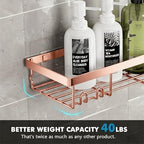 Moforoco Shower Caddy Shelf Organizer Rack, Self Adhesive Black Bathroom Shelves Basket, Home Farmhouse Wall Inside Organization and Storage Decor Rv Accessories, First Camper Apartment Essentials - Image 5