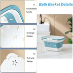 2 Pack Portable Plastic Shower Caddy Tote, Collapsible Small Basket with Handles, Box Organizer Bin for Bathroom, Kitchen, College Dorm,Gym(Grey +Blue) - Image 3