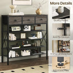 YATINEY 5-Tier Shoe Rack with 3 Drawers, Metal Shoe Organizer for 20 Pairs with Storage Shelves and Wooden Top, for Entryway, Hallway, Foyer, Closet, Charcoal and Black SS35BC - Image 7