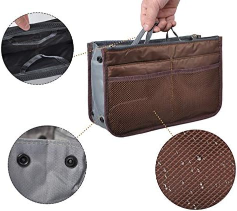 Vercord Purse Organizer Insert for Handbags Bag Organizers Inside Tote Pocketbook Women Nurse Nylon 13 Pockets Coffee Medium - Image 5