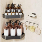 Veken Aluminum Corner Shower Caddy 4-Pack, Never Rust&Large Capacity, Grey by Veken