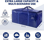 4 Pack Extra Heavy Duty Large Moving Bags with Strong Zipper & Carrying Handles, Sturdy Clothes Storage Bag Totes Bins, Packing Bags Moving Boxes College Moving Supplies, Dark Blue - 33 gal - Image 2