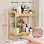 AmazerBath Bamboo Over The Toilet Storage Shelf - 2-Tier Bathroom Organizers and Storage Shelves, 2 in 1 Dual Stable Above Over Toilet Bamboo Shelf Home Storages Rack for Small Bathroom, Space Saver - Image 2