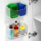 2 Pack Cabinet Door Organizer, Inside Cabinet Door Storage, Shower Caddy Stackable Clear Plastic Makeup Organizer Adhesive Hanging Bin for Kitchen Cabinets, Bathroom, Pantry, Office by Unknown