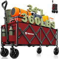HIKEMOON 34'' Extra Long Folding Portable Wagon Cart, 120L 360LBS Red by Unknown