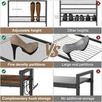 Refrze Shoe Rack for Front Door Entrance, 4 Tier Height-Adjustable Metal Shoe Rack, Sturdy Wooden Top and Tiltable Steel Frame Heavy Duty Shoe Organizer for Bathroom,Bedroom,Kitchen，Include Hook - Image 6
