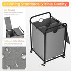 120L Laundry Sorter 2 Section, Rolling Laundry Basket with Wheels ＆ Lid - Image 4