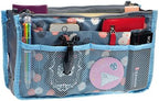 Vercord Purse Organizer Insert for Handbags Bag Organizers Inside Tote Pocketbook Women Nurse Nylon 13 Pockets Blue Flower Large by Vercord